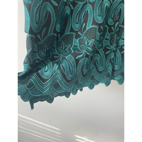 Draper & Damons 2X Exquisite Emerald Green Black All Embroidered Jacket - Picture 2 of 9